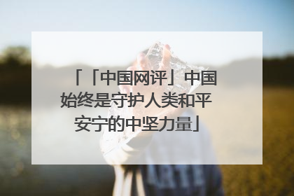 「中国网评」中国始终是守护人类和平安宁的中坚力量