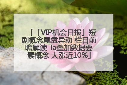 「VIP机会日报」短剧概念尾盘异动 栏目前瞻解读 Ta叠加数据要素概念 大涨近10%