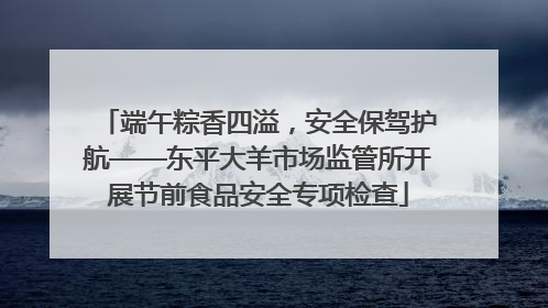端午粽香四溢，安全保驾护航——东平大羊市场监管所开展节前食品安全专项检查