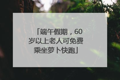 端午假期，60岁以上老人可免费乘坐萝卜快跑