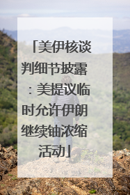 美伊核谈判细节披露：美提议临时允许伊朗继续铀浓缩活动
