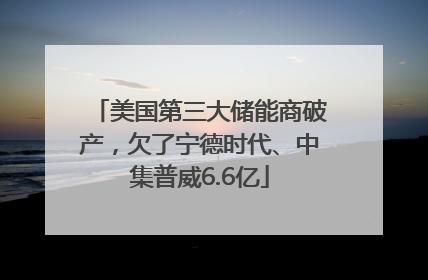 美国第三大储能商破产，欠了宁德时代、中集普威6.6亿