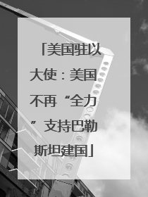 美国驻以大使：美国不再“全力”支持巴勒斯坦建国