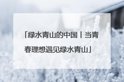 绿水青山的中国丨当青春理想遇见绿水青山