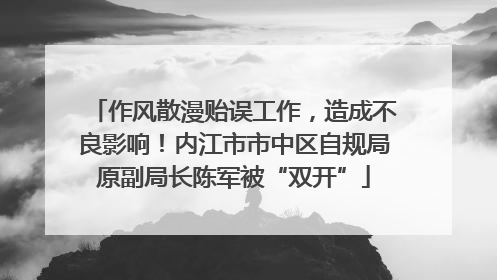 作风散漫贻误工作，造成不良影响！内江市市中区自规局原副局长陈军被“双开”