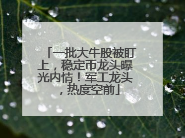 一批大牛股被盯上，稳定币龙头曝光内情！军工龙头，热度空前