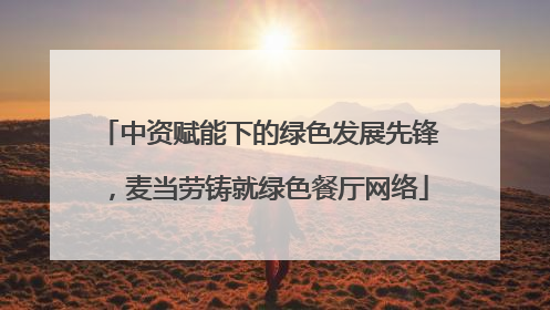 中资赋能下的绿色发展先锋，麦当劳铸就绿色餐厅网络