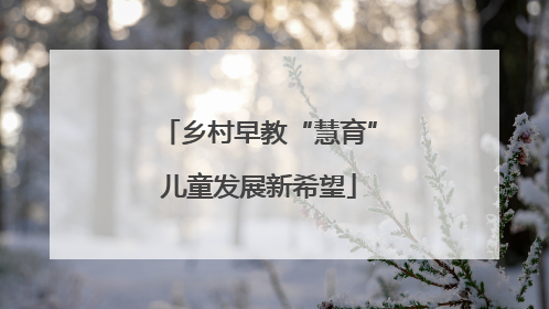 乡村早教“慧育”儿童发展新希望