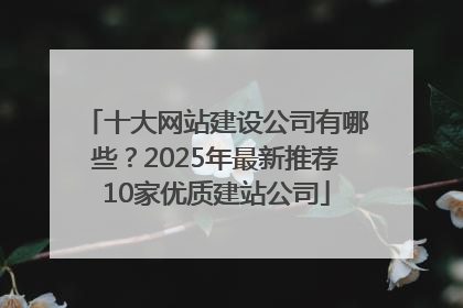十大网站建设公司有哪些？2025年最新推荐10家优质建站公司