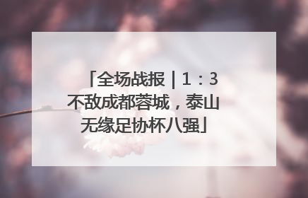 全场战报｜1：3不敌成都蓉城，泰山无缘足协杯八强
