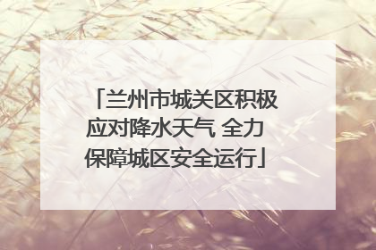 兰州市城关区积极应对降水天气 全力保障城区安全运行