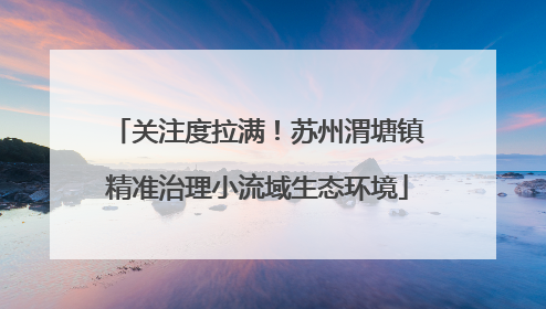 关注度拉满！苏州渭塘镇精准治理小流域生态环境