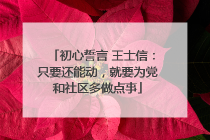 初心誓言 王士信：只要还能动，就要为党和社区多做点事