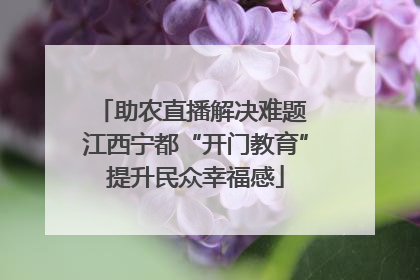 助农直播解决难题 江西宁都“开门教育”提升民众幸福感