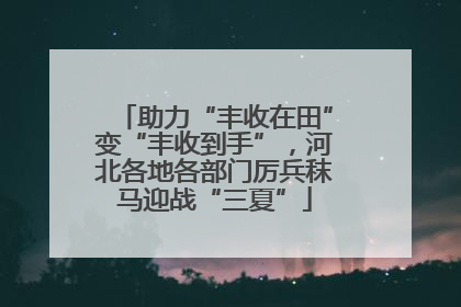 助力“丰收在田”变“丰收到手”，河北各地各部门厉兵秣马迎战“三夏”