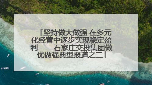 坚持做大做强 在多元化经营中逐步实现稳定盈利——石家庄交投集团做优做强典型报道之三