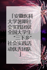 安徽医科大学暑期社会实践团获全国大学生“三下乡”社会实践活动优秀团队