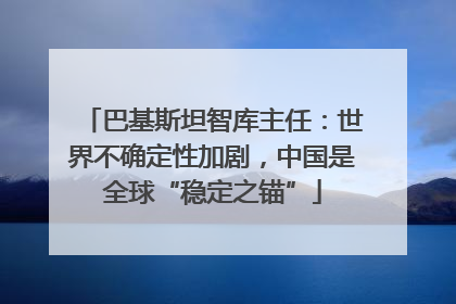 巴基斯坦智库主任：世界不确定性加剧，中国是全球“稳定之锚”