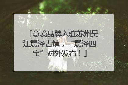 意境品牌入驻苏州吴江震泽古镇，“震泽四宝”对外发布！