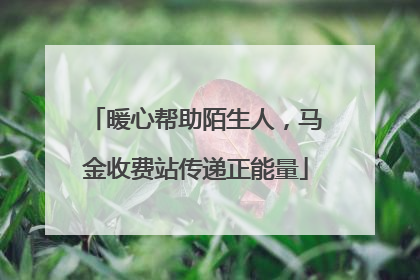 暖心帮助陌生人，马金收费站传递正能量