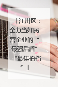 江川区：全力当好民营企业的“最强后盾”“最佳拍档”