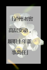 泸州老窖高层变动，履职十年董事离任