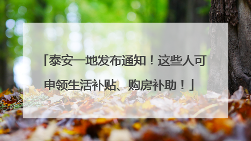 泰安一地发布通知！这些人可申领生活补贴、购房补助！