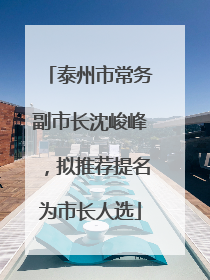 泰州市常务副市长沈峻峰，拟推荐提名为市长人选