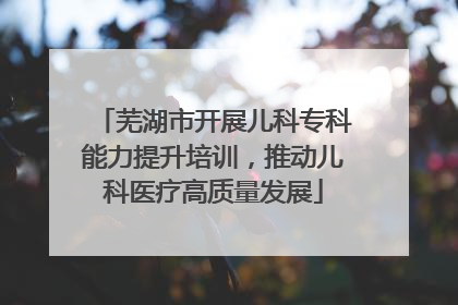 芜湖市开展儿科专科能力提升培训，推动儿科医疗高质量发展