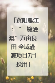 资阳雁江：“一键灌溉”万亩良田 全域灌溉项目7月投用