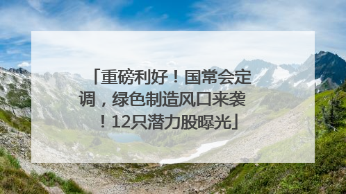 重磅利好！国常会定调，绿色制造风口来袭！12只潜力股曝光