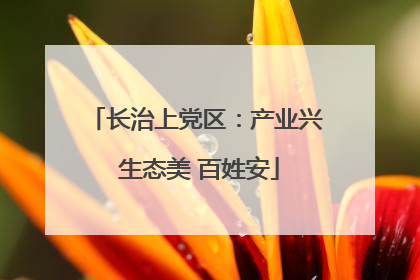 长治上党区：产业兴 生态美 百姓安