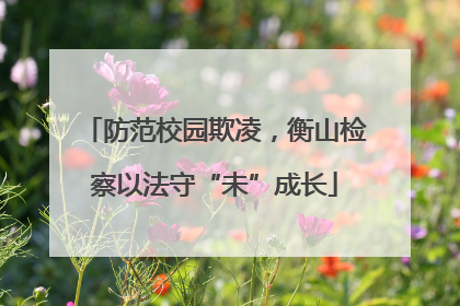 防范校园欺凌，衡山检察以法守“未”成长