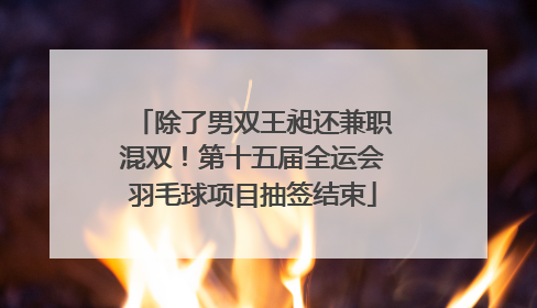 除了男双王昶还兼职混双！第十五届全运会羽毛球项目抽签结束